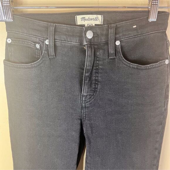 Madewell Mid Rise Kick Out Women's Straight‎ Jeans Size 25 Black 5-Pocket - Picture 2 of 8